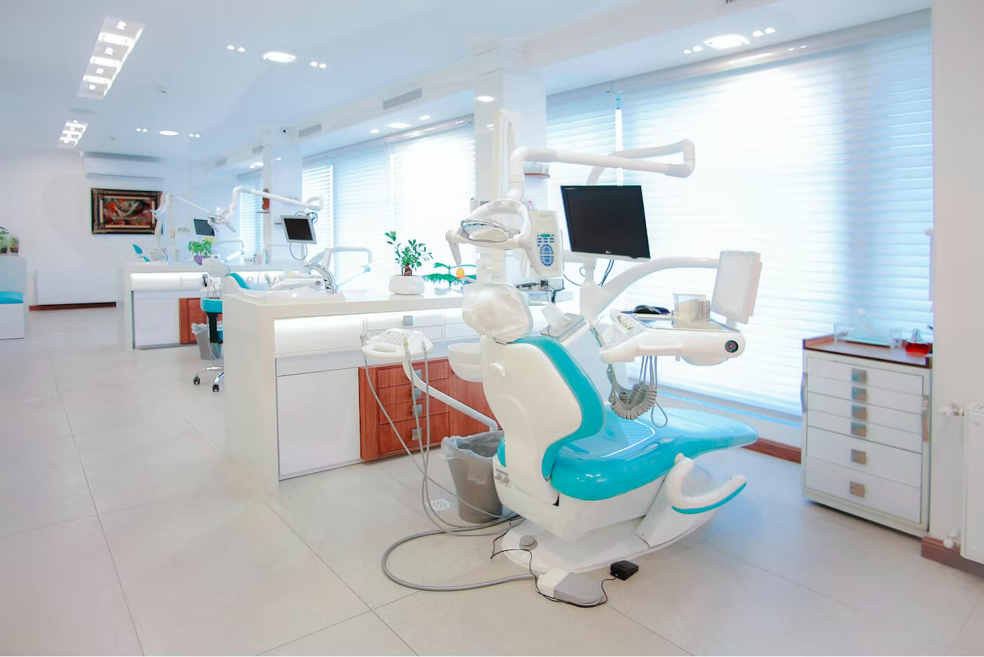 Dentist treating a patient in a modern dental clinic